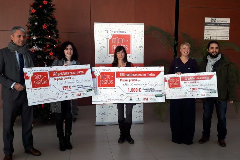 Metro de Málaga entrega los premios del tercer certamen de microrrelatos ‘100 Palabras en un Metro’