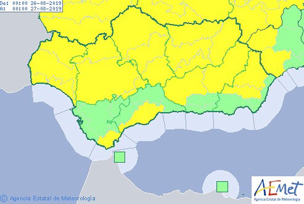 Predicción para el lunes 26 de agosto (AEMET)