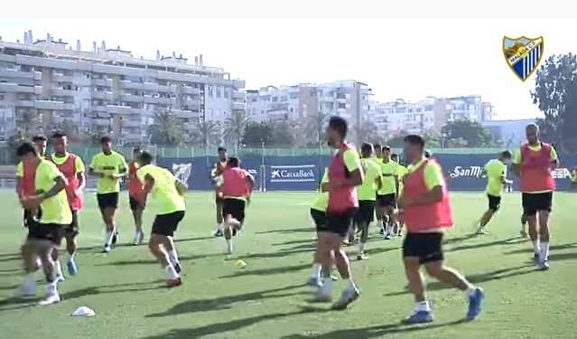Los canteranos protagonistas en el entrenamiento del Málaga CF