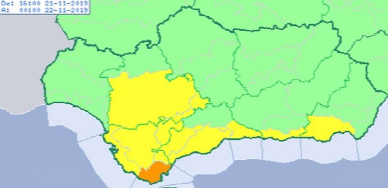 AEMET activa aviso amarillo por lluvias en varias comarcas malagueñas