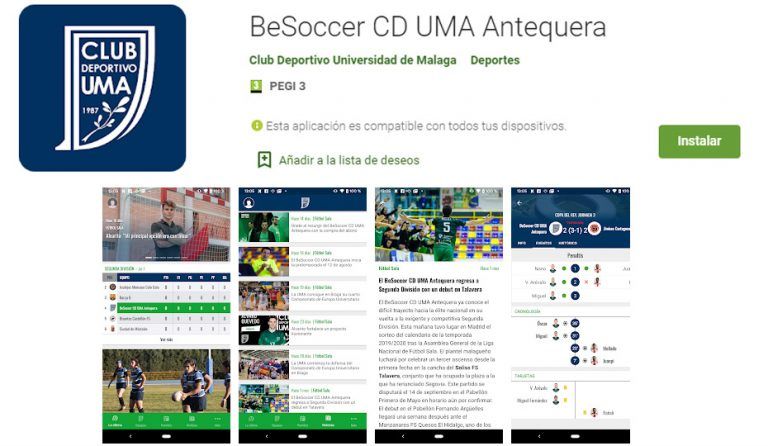 El BeSoccer CD UMA Antequera estrena una novedosa app