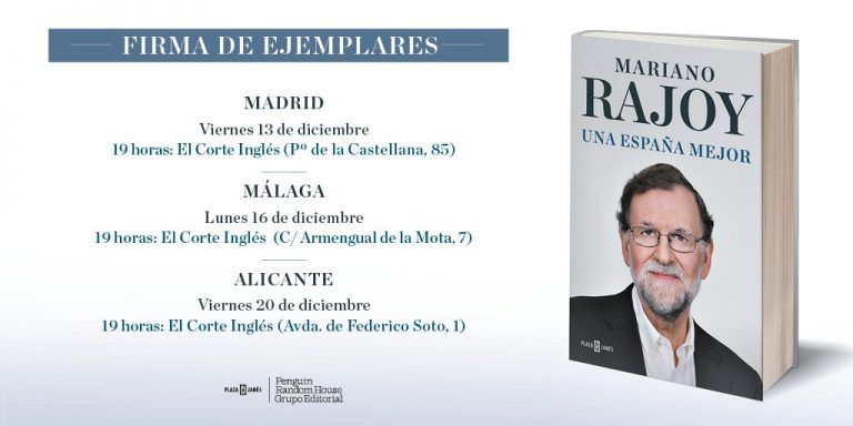 Mariano Rajoy mañana en Málaga para la firma de su libro