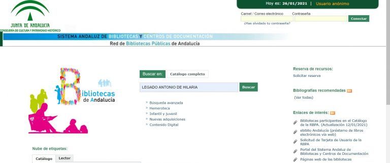 Cultura lanza las primeras publicaciones del legado del historiador Antonio de Hilaria en la Web de la Red de Bibliotecas de Andalucía