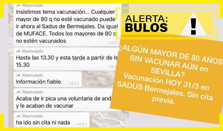 Es falso que en Andalucía se esté vacunado del Covid-19 sin cita previa