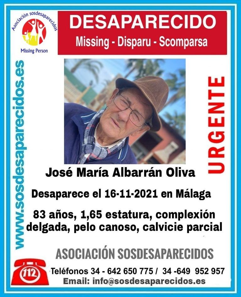 Mayor desaparecido en Málaga