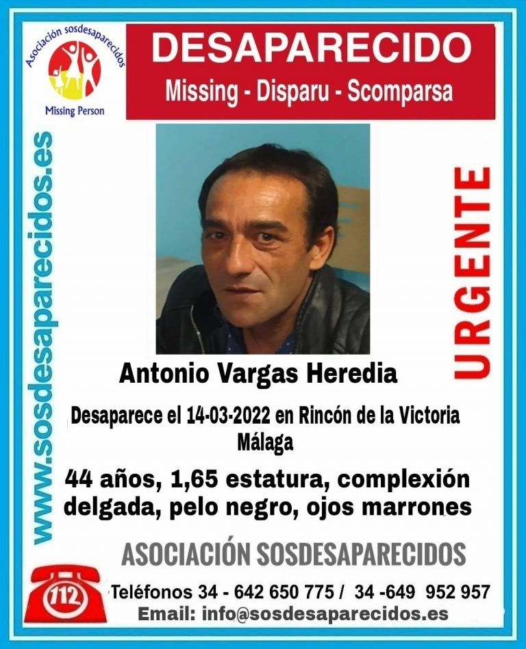 Desaparecido  Antonio Vargas Heredia, un vecino de Rincón de la Victoria