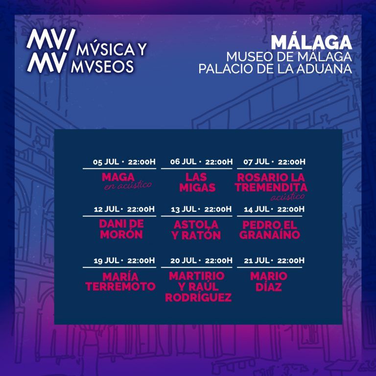 Consejería de Cultura programa 9 conciertos en el Museo de Málaga del 5 al 21 de julio