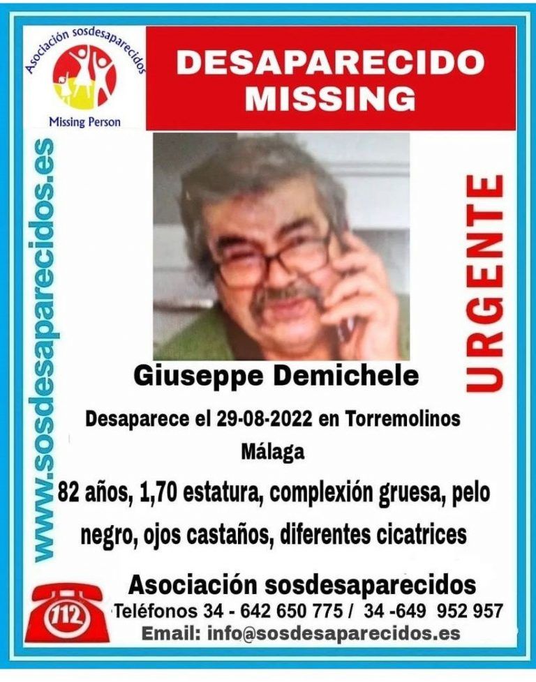 Desaparece Giuseppe, un hombre de 82 años, en Torremolinos