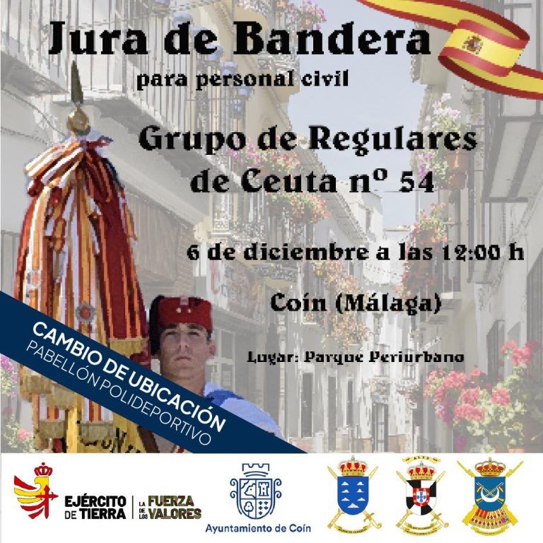 Mañana Coín acogerá la Jura de Bandera civil con el Grupo Regulares 54 de Ceuta