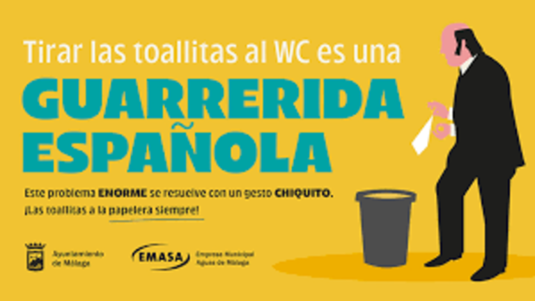 «Quietorrr»: Málaga se inspira en Chiquito de la Calzada para evitar que se arrojen toallitas al WC