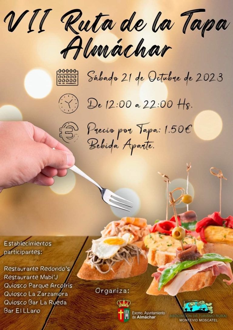Este sábado llega la VII Ruta de la Tapa de Almáchar con una docena de variedades y seis bares participantes