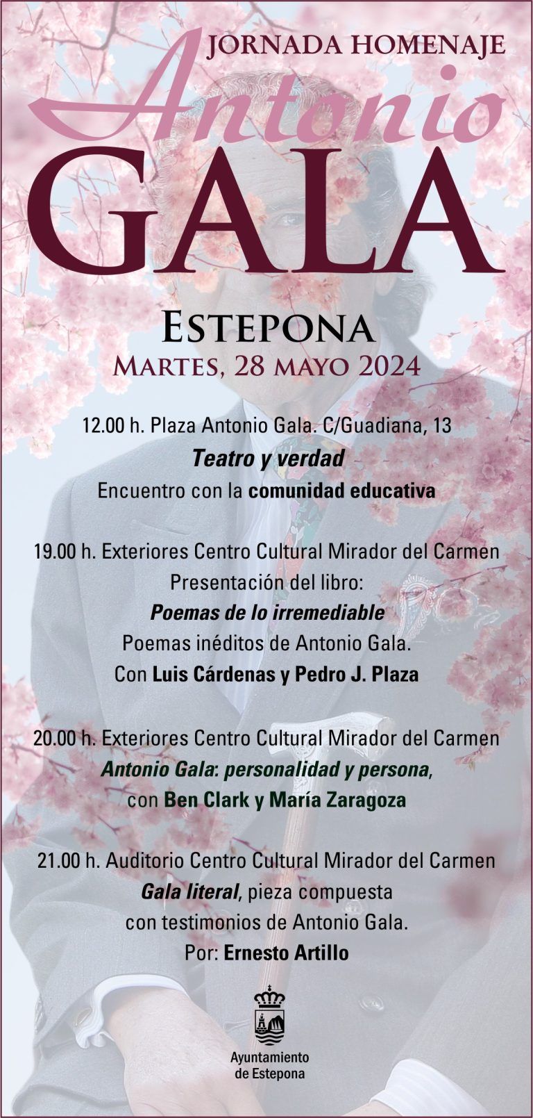 El Ayuntamiento de Estepona programa una jornada de actividades culturales dedicadas al escritor Antonio Gala