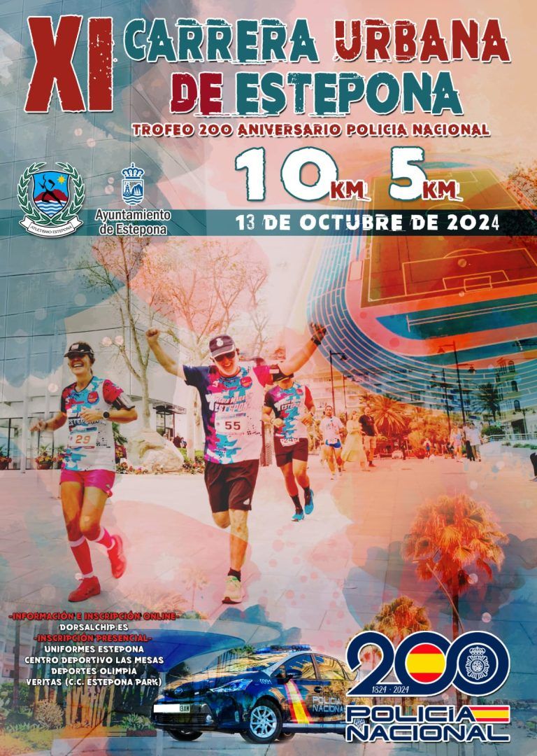 La XI Carrera Urbana 10k de Estepona tendrá lugar el 13 de octubre y conmemorará el 200 aniversario de la Policía Nacional
