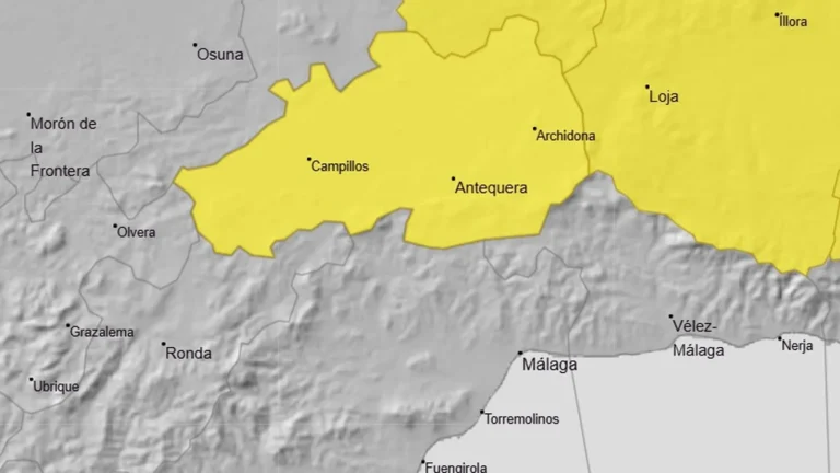 Meteorología activa en Comarca de Antequera el aviso amarillo por lluvias y tormentas con granizo para este jueves