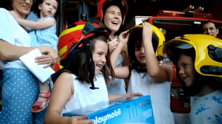 El agradecimiento de la pequeña Mónica a los bomberos que le salvaron la vida