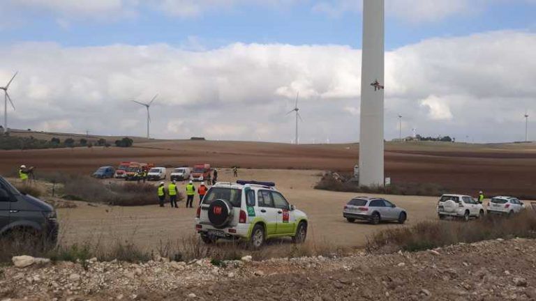 Hoy, un nuevo simulacro de accidente y evacuación, desde una instalación eólica esta vez